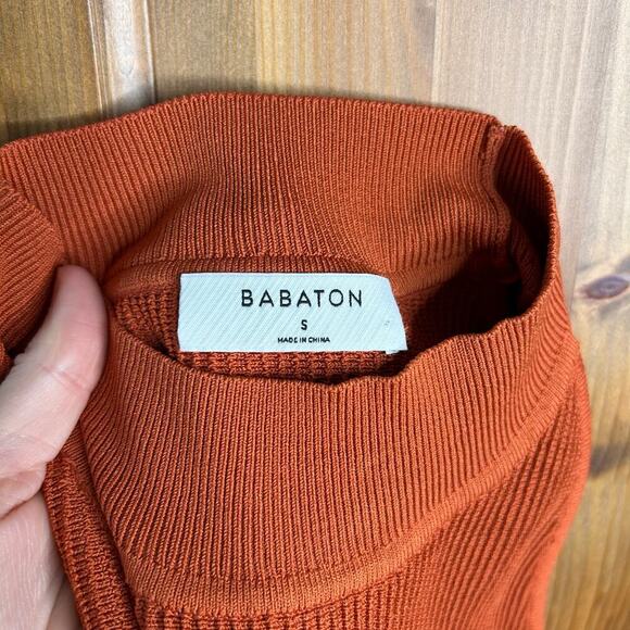 Babaton Aritzia Sculpt Knit Halter Dress Women’s Small Orange Mini Bodycon Club - Picture 7 of 9